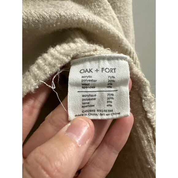 Oak and Fort cream neutral mock neck sweater wool blend size Small - Picture 4 of 6